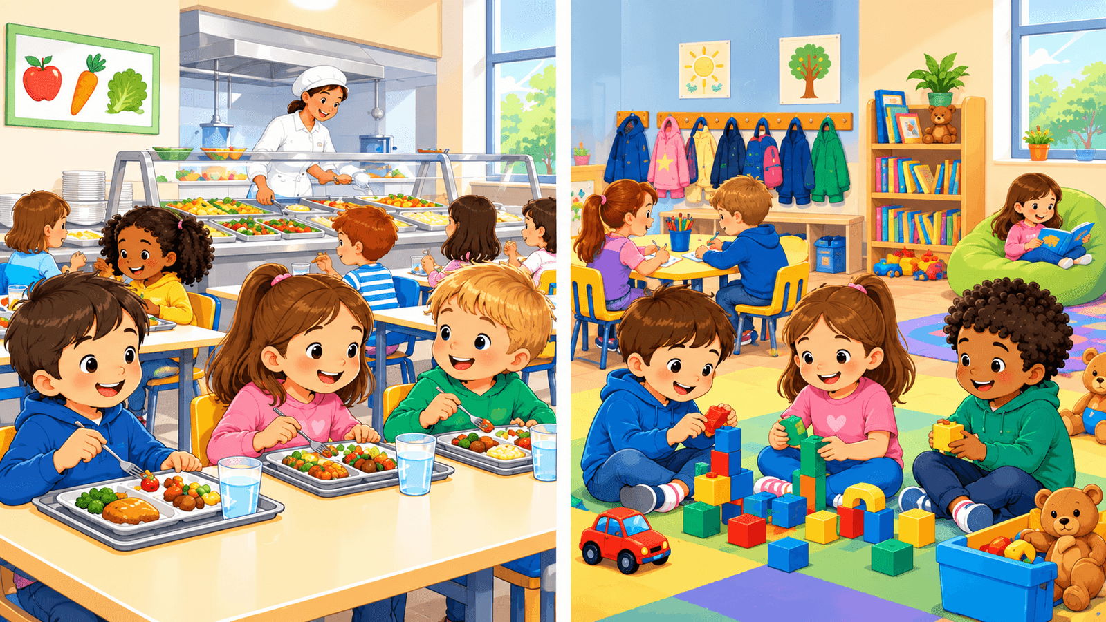 Enfants cantine garderie