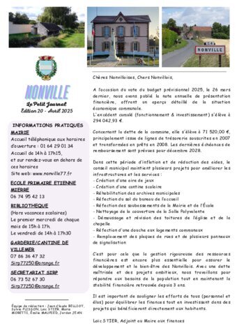 Le Petit Journal de Nonville | Avril 2025