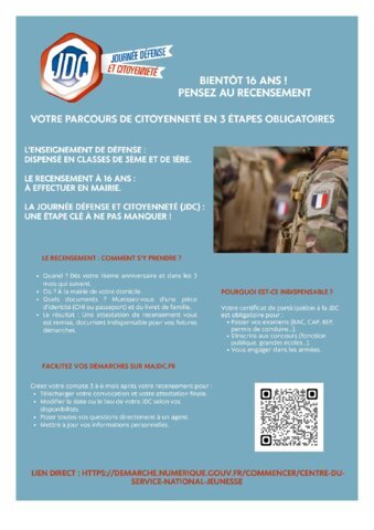 Recensement à 16 ans